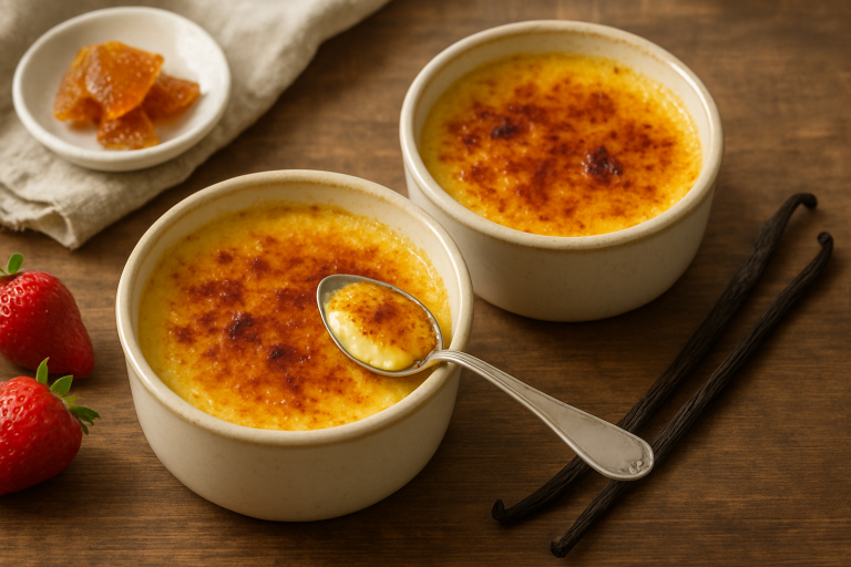 Crème brûlée à la vanille, caramel craquant à la torche