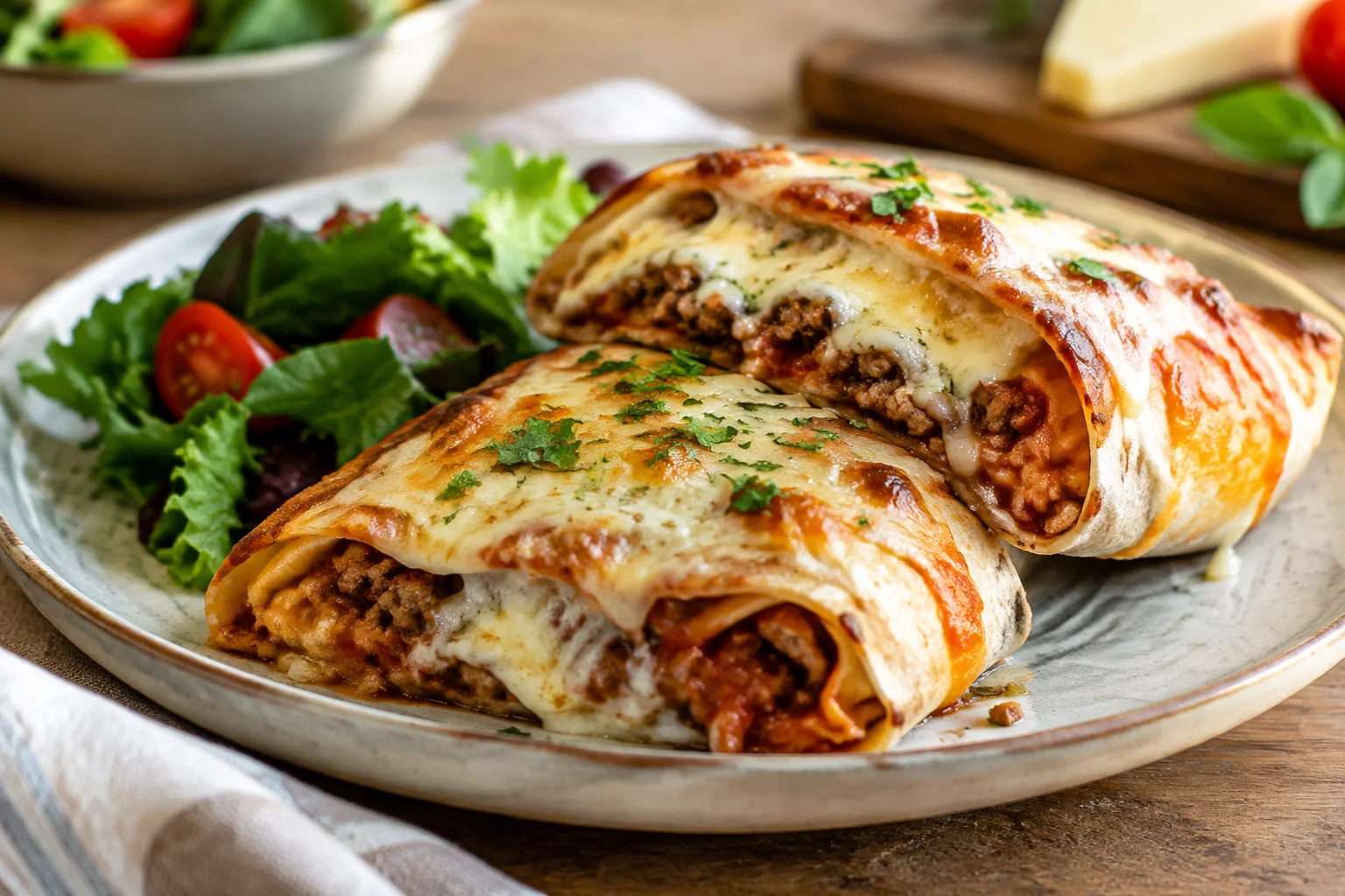 Wraps italiens façon lasagne gratinés au four ou à l’Air Fryer