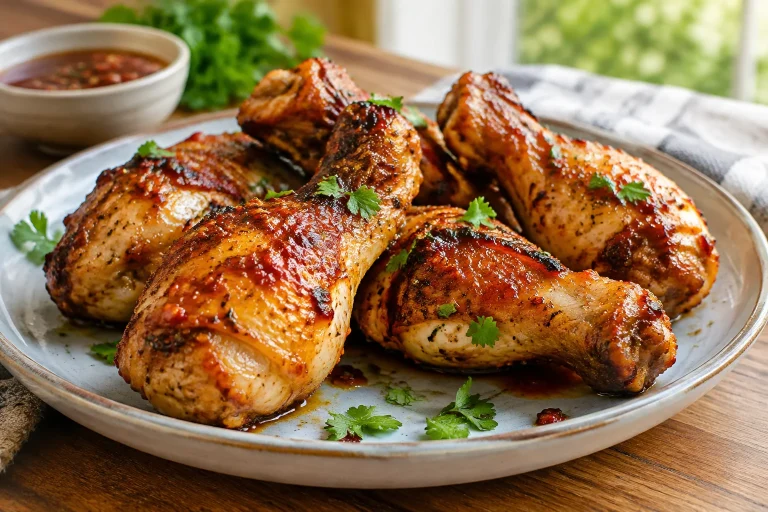 Pilons de poulet croustillants à l'Air Fryer, glaçage chili caramélisé