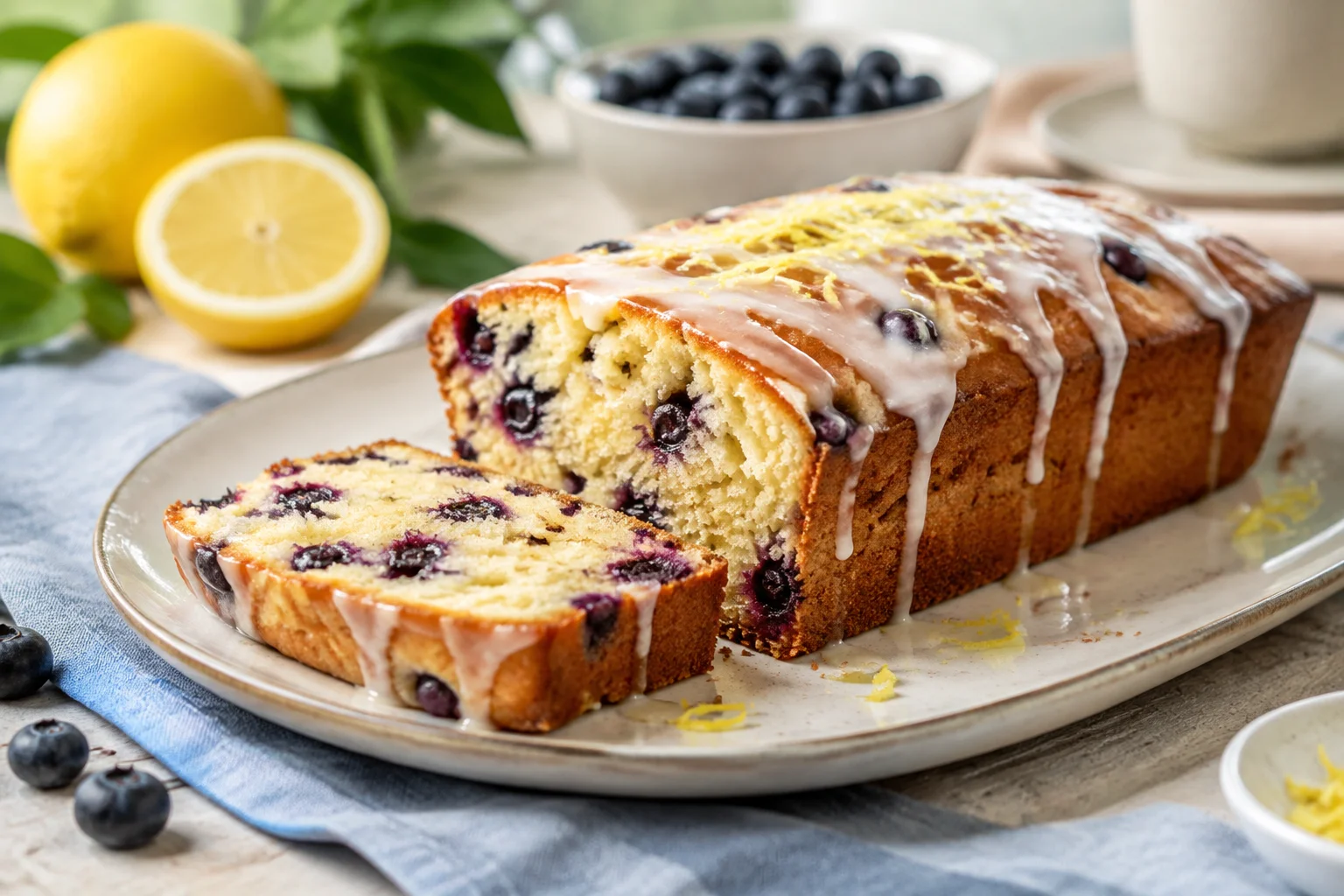 Cake moelleux myrtilles, citron et poudre d'amandes