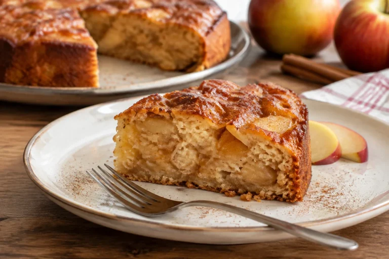 Gâteau aux pommes fondant à la cannelle, cœur moelleux et dessus caramélisé