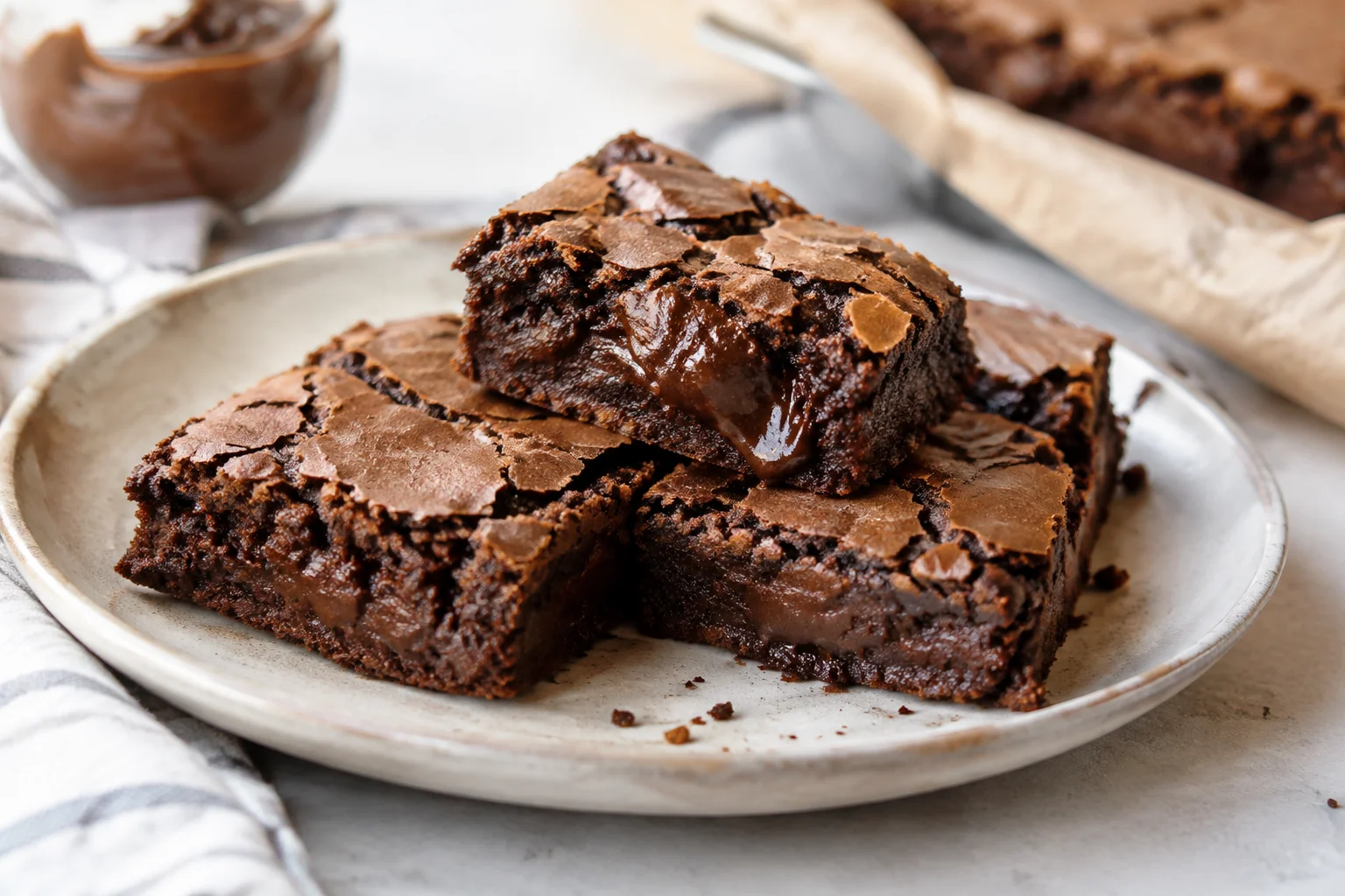 Brownie fondant au Nutella craquelé en surface