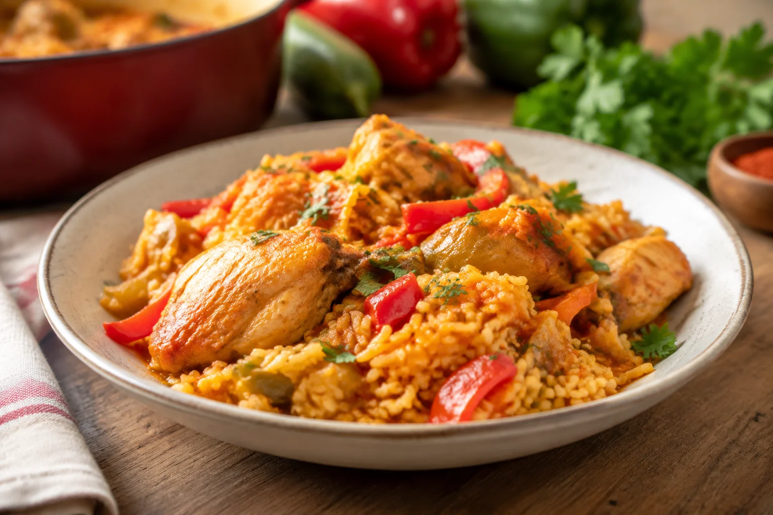 Marmite de poulet au riz façon paprika, saveurs d'Espagne