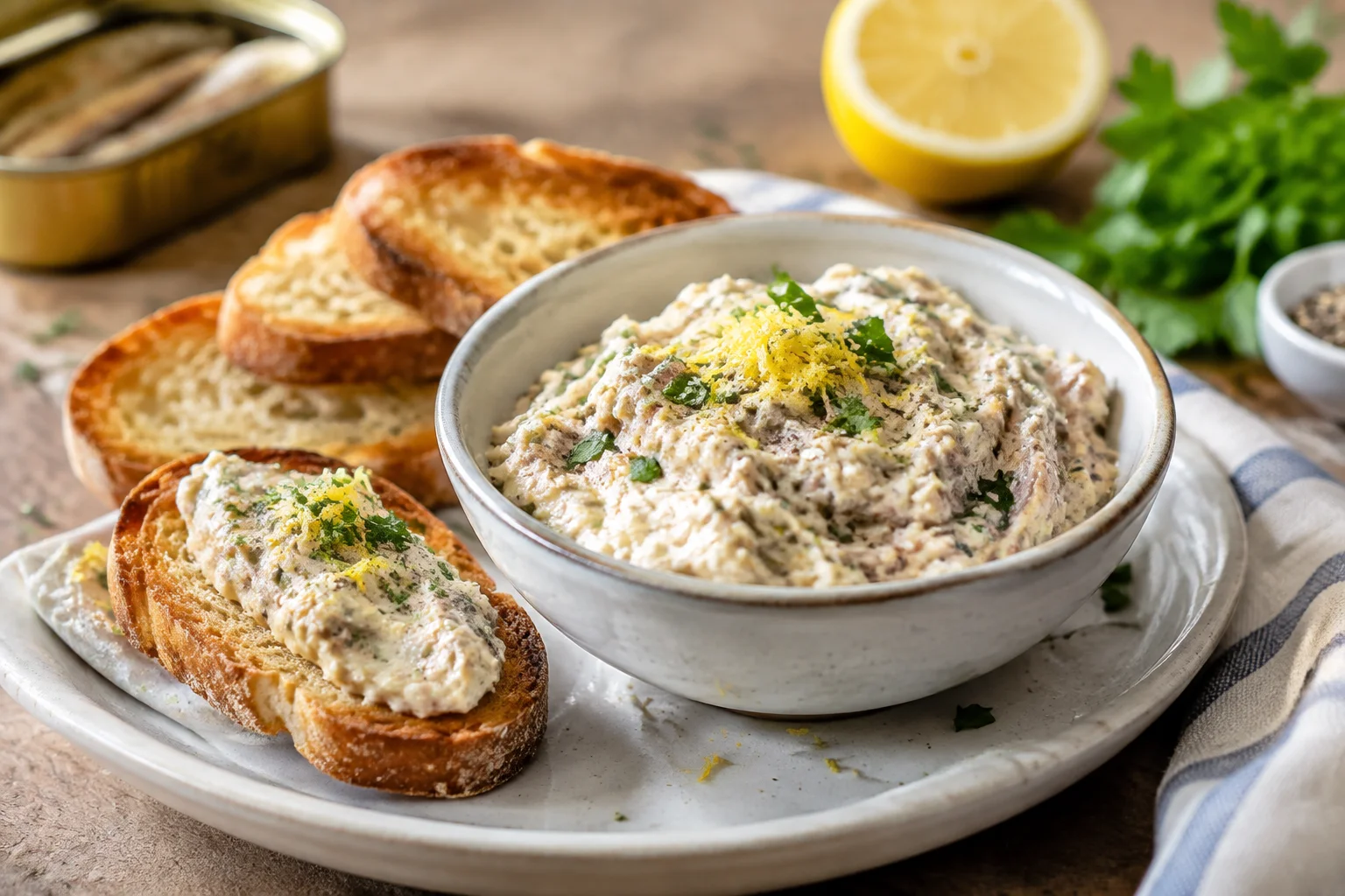 Tartinade de sardines au citron et fromage frais, prête en 10 minutes
