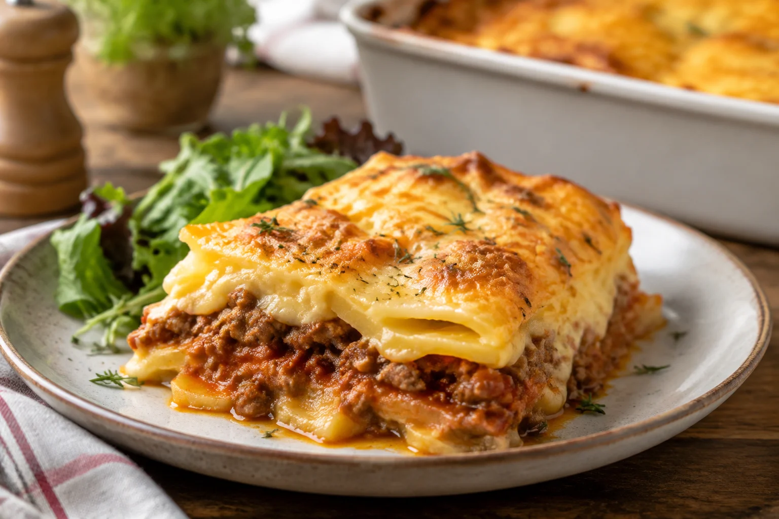 Gratin dauphinois au bœuf haché et double cheddar gratiné