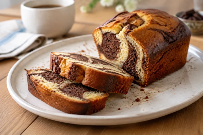 Gâteau marbré vanille-chocolat moelleux au beurre