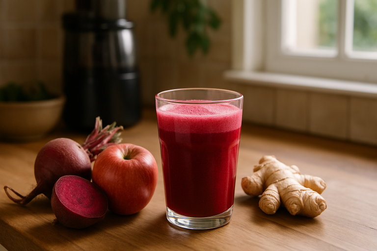 Jus de betterave, pomme et gingembre : la boisson détox onctueuse à l’extracteur