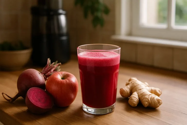 Jus de betterave, pomme et gingembre : la boisson détox onctueuse à l’extracteur