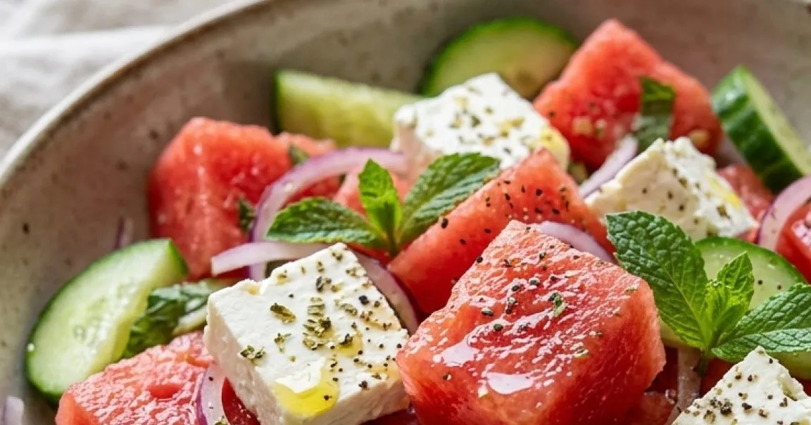 Salade pastèque, feta et concombre : le trio croquant et fondant de l’été