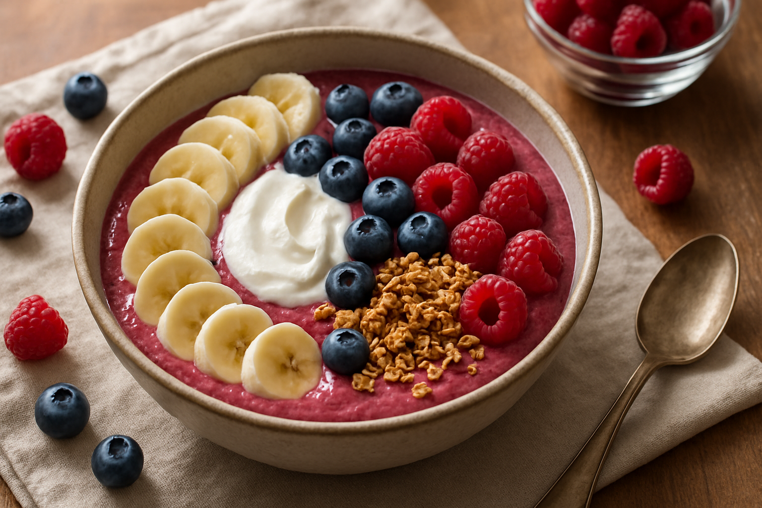 Smoothie Bowl Fruits Rouges et Yaourt Grec Onctueux